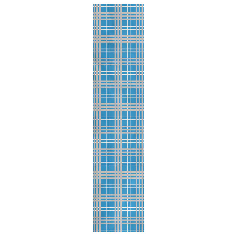 Paid Polyester Table Runner, 72" L x 16" W, Carolina Blue/White/Silver