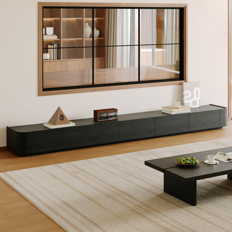 Meuble télé 114 po Modern Black, H 11,4 po x L 114,2 po x l 15,7 po