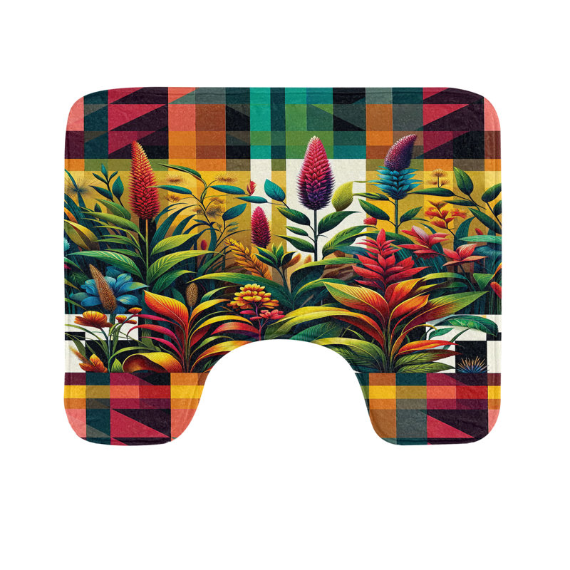 Multicolore tapis de salle de bain en U Botanical