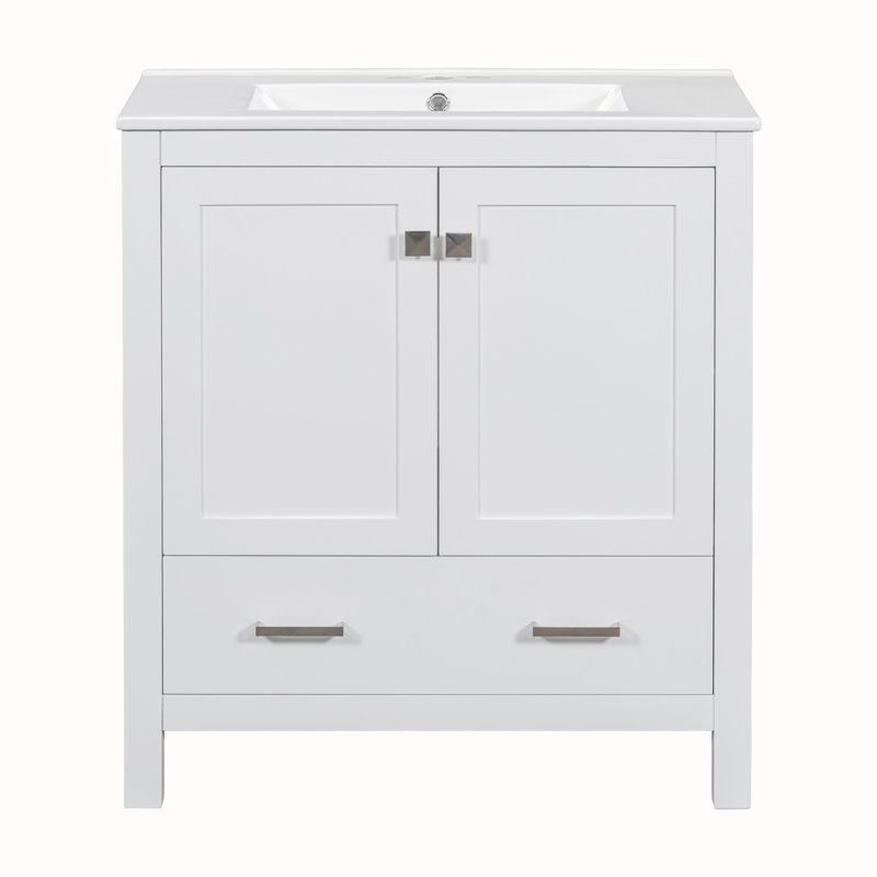 30" Bathroom Vanity with Single Sink, White