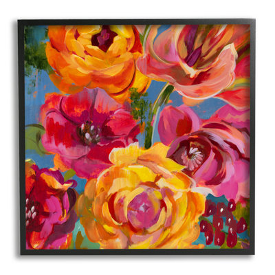 " Pink And Yellow Florals " by Liz Jardine Painting Print