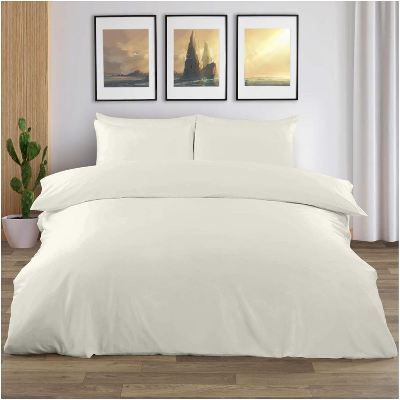 Luxury 400 Thread Count Egyptian Cotton Duvet Cover Set Soft Smooth Bedding with Pillowcases Multiple Sizes Durable Easy Care Finish