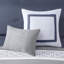 Couette 8 pièces King - Bordure marine brodée, style transitionnel, taille et design