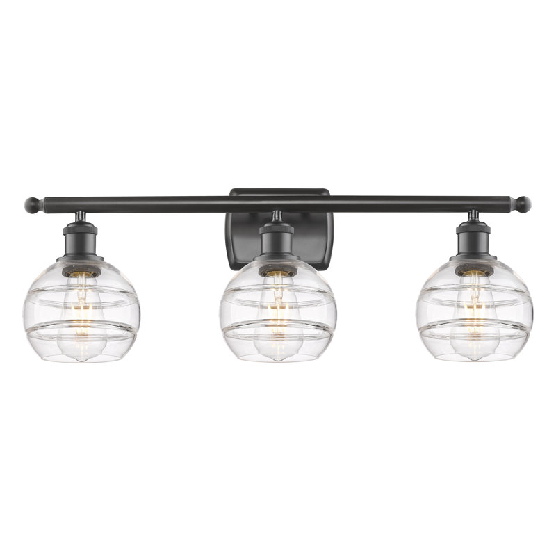 Éclairage de salle de bain à intensité variable à 3 lumières Bienes, Transparent, Bronze huilé