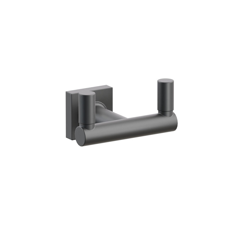 Emtek Select Double Hook w/ Small Square Rosette, Round Stem & Smooth Tip, Flat Black