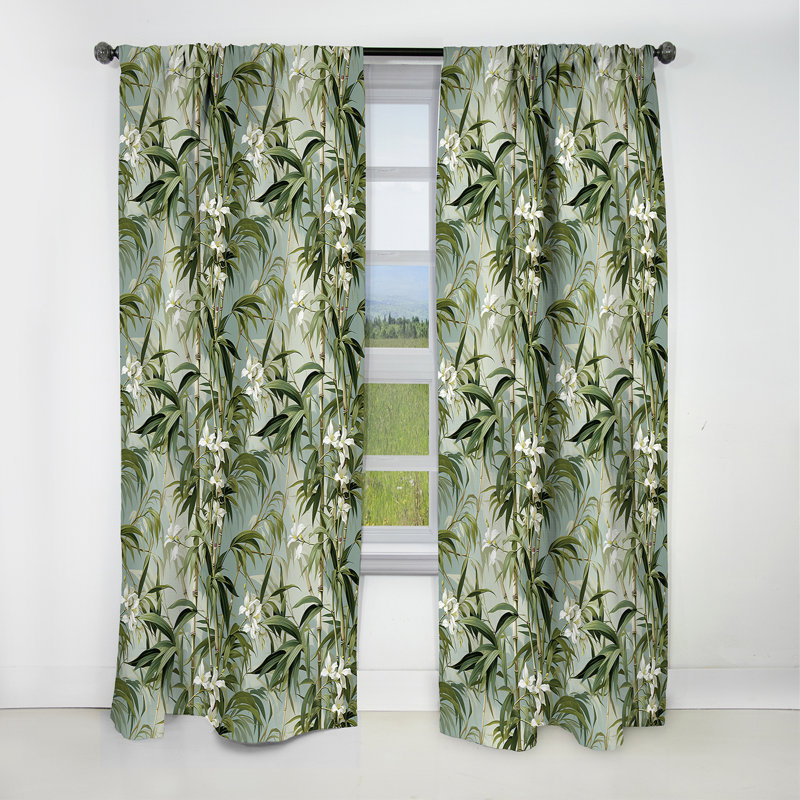 Bamboo Elegance Tropical Motif I - Rideau floral - Rideau occultant floral - 1 panneau, L 52 po x L 95 po