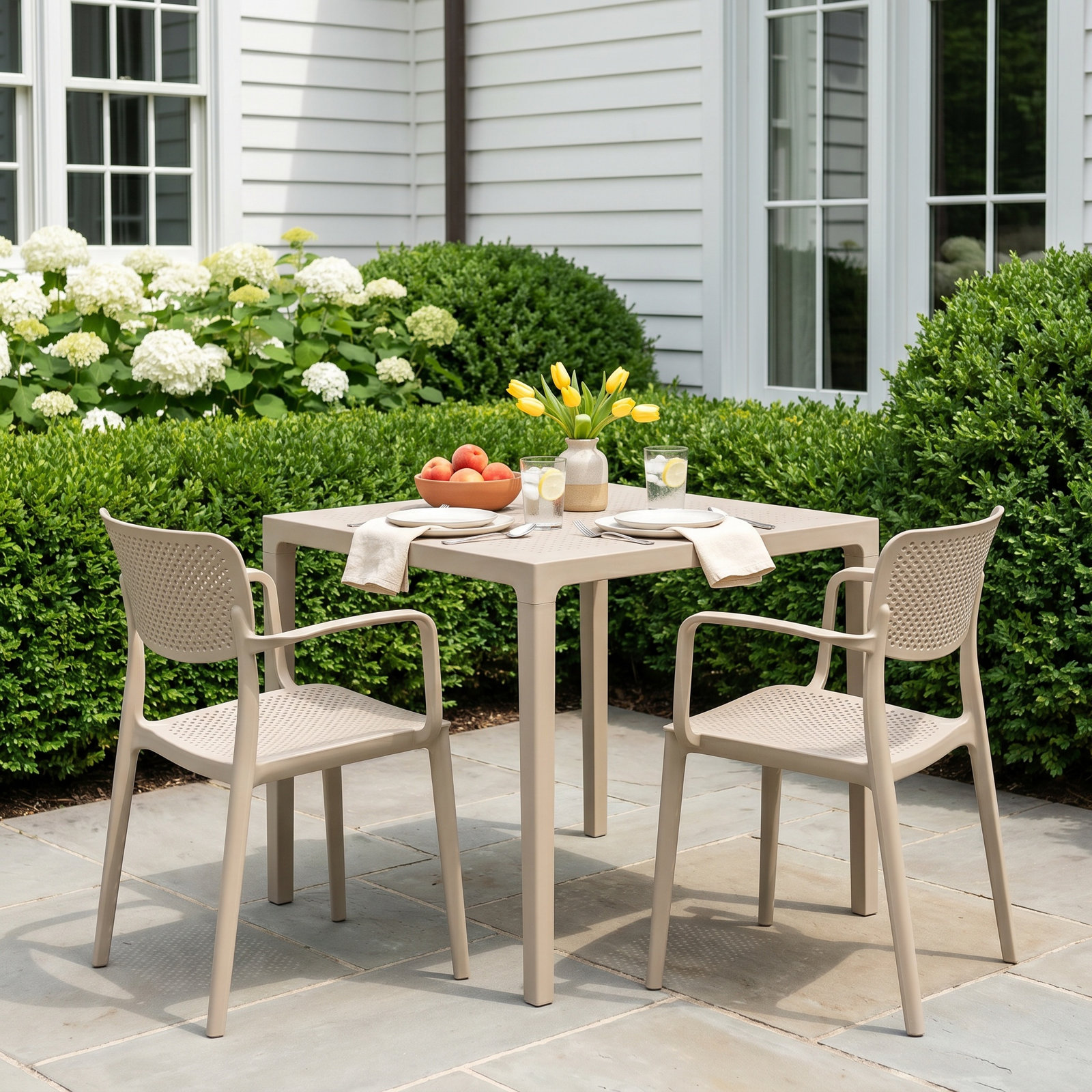 Farrah 28" Patio Bistro Set, Taupe