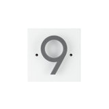 Floating Stand-Off 1-Number Horizontal Sign, White /W/ Silver Mondern Font Number