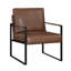 Élégante chaise d'appoint de bureau, similicuir brun, structure de mobilier de chambre en métal noir-1460675226