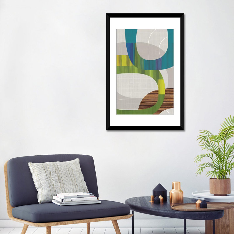« links i », impression sur toile tendue, Blanc, Papier d'art encadré noir, H 32 po x l 24 po x P 1 po