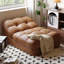 Canapé-lit en cuir brun moderne avec coussins 29,53 po-1242320526
