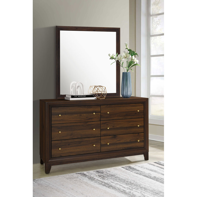 Aakif 6-drawer Dresser and Mirror Walnut
