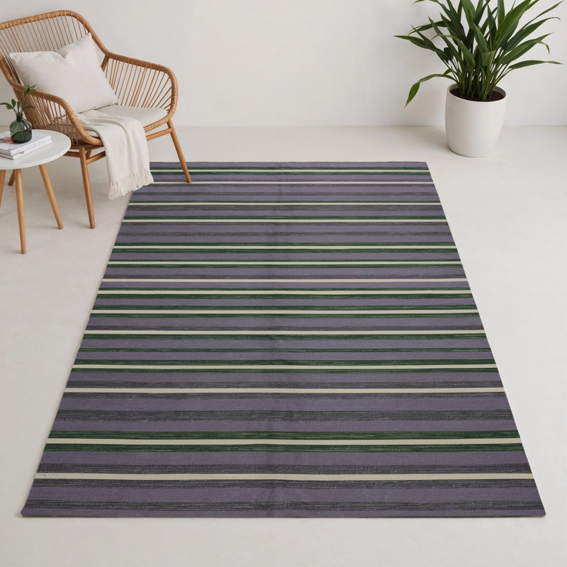 Tapis intérieur / extérieur mauve HorizontalStripes, Rectangle 5 pi x 7 pi
