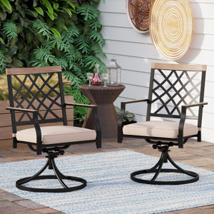 Carmit Swivel Patio Dining Armchair with Cushion