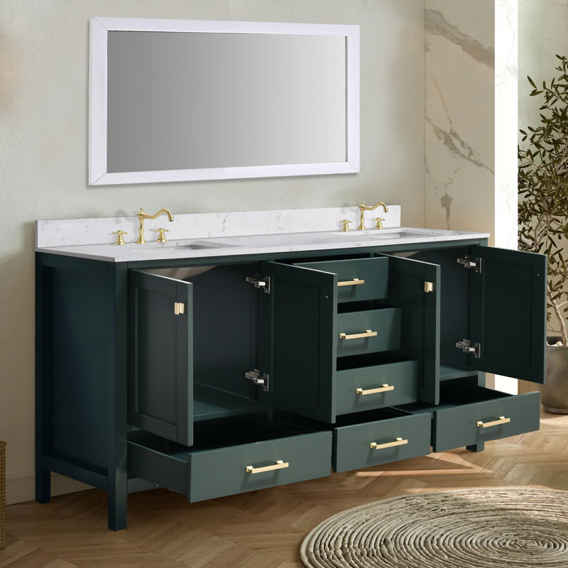 72 Inch Bathroom Vanity With Double Sink, Green