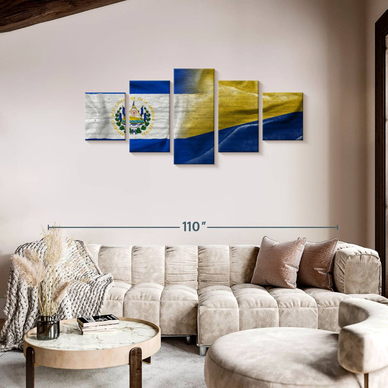 Drapeaux El Salvador et Columbia, H 36 po x l 80 po