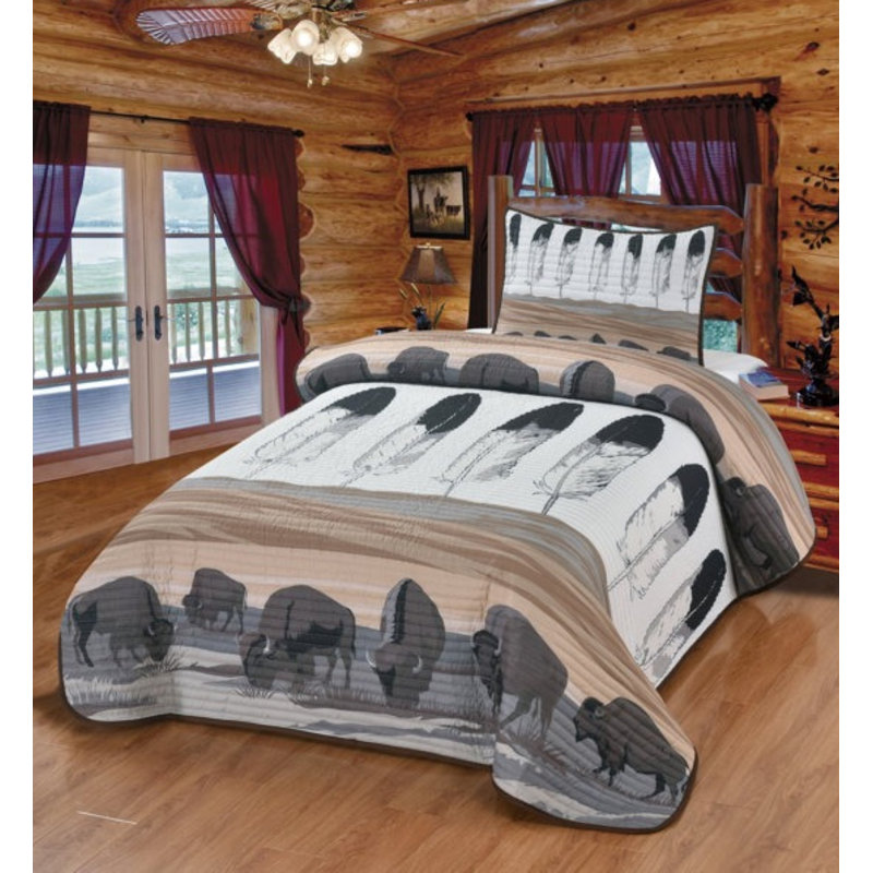 Spirit of the Plains Queen Quilt Set with 2 Pillow Shams, Queen Quilt + 2 Queen Shams