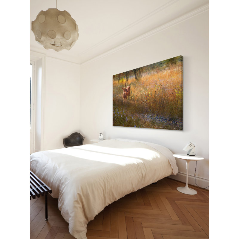 Flowered Meadow Fawn by Chris Vest - Wrapped Canvas Print, 101cm H x 152cm W x 3.81cm D