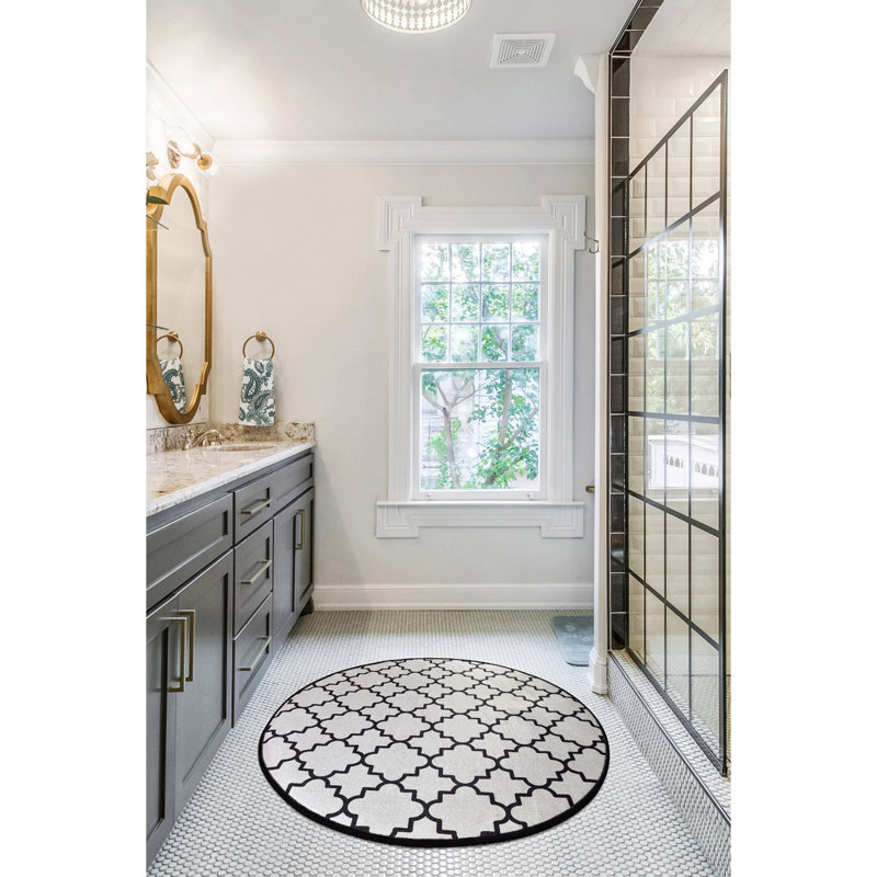 Antibacterial Bathmat, 100% Polyester, 55.1 Inch Diameter | Non-Slip Underside, Pile Height: 0.4 Inches, 700 Grams per Square Meter | Machine Washable, Durable & Stylish for Bathroom Safety and Comfort