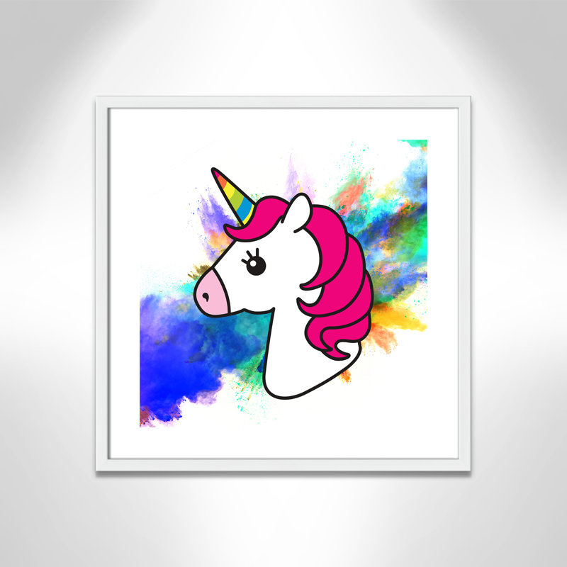 Art sur toile licorne arc-en-ciel, H 22,5 po x l 22,5 po x P 1,18 po, Encadré de boîte blanc