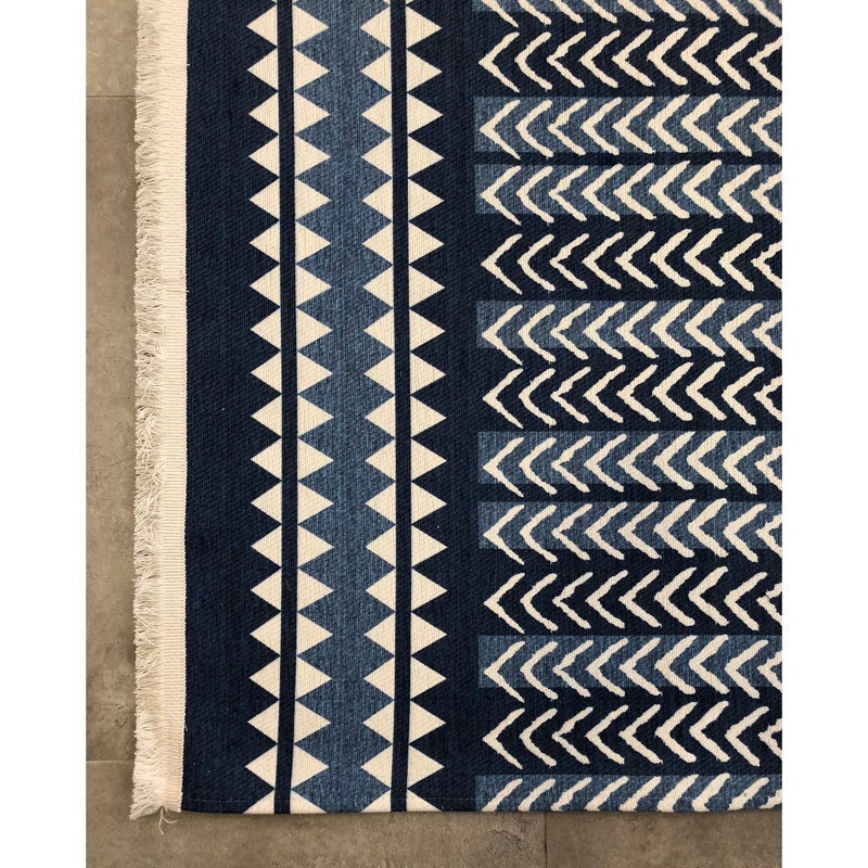 Tapis en coton tissé à la machine Edurne, Rectangle 2 pi 6 po x 4 pi 11 po