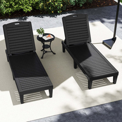Outdoor Resin Chaise Lounges with Adjustable Backrest (Set of 2) by Winston Porter