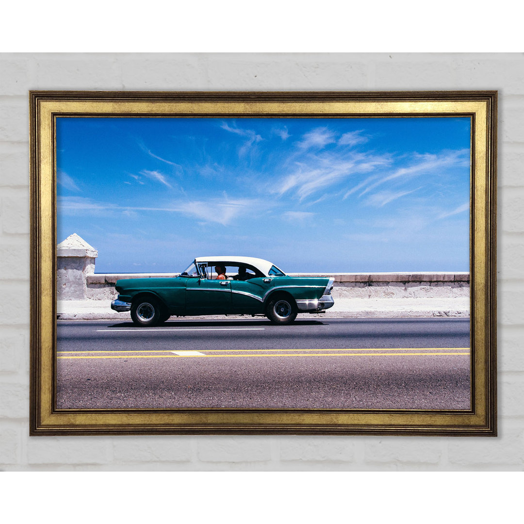 Classic Car Down The Highway - Einzelne Bilderrahmen Kunstdrucke