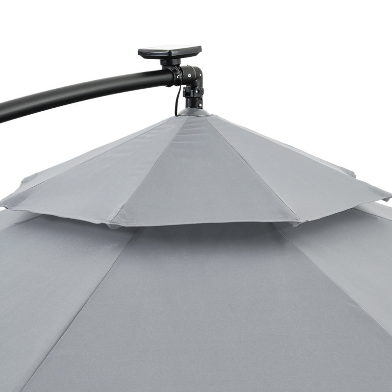 Hamill 291cm Lighted Cantilever Parasol, Light Grey