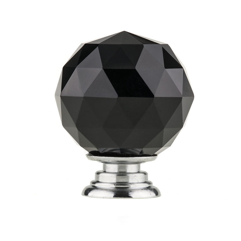 Poignée ronde de 2 po de diamètre, Noir/chrome