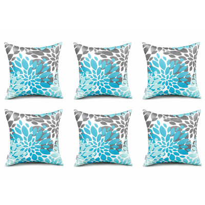 Housse de coussin d'extérieur hydrofuge bleu / vert 19 po x 19 po x 1 po en coton 6 po