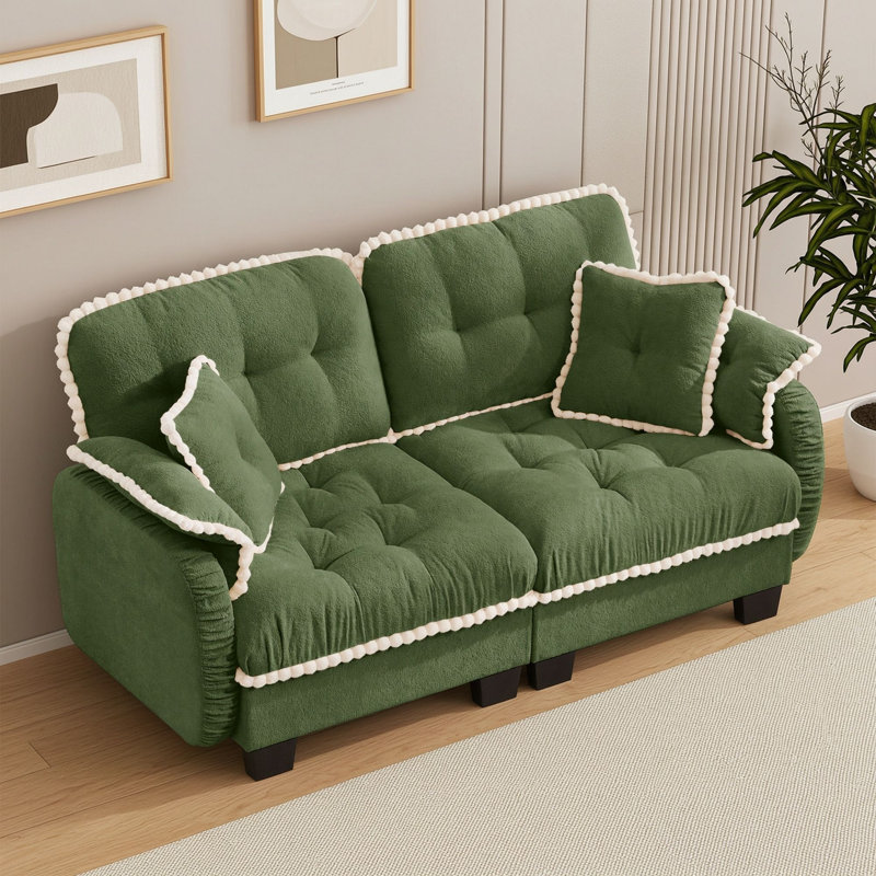 Causeuse avec 4 coussins et repose-pieds, Vert
