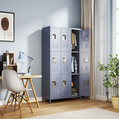 9 Door 72"H Metal Lockers With Lock for Employees,School,Office,Gym,Bedroom,Storage Locker Cabinet,Assembly Required