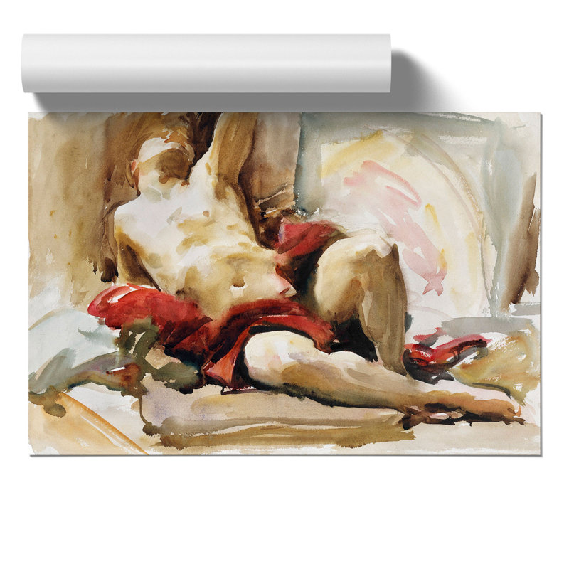 Man with Red Drapery by John Singer Sargent - Frameless Print, 42cm H x 59cm W x 0.1cm D