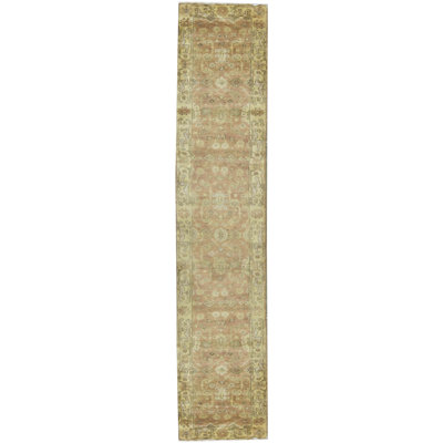 Hand-Knotted High-Quality Rust and Gold Runner