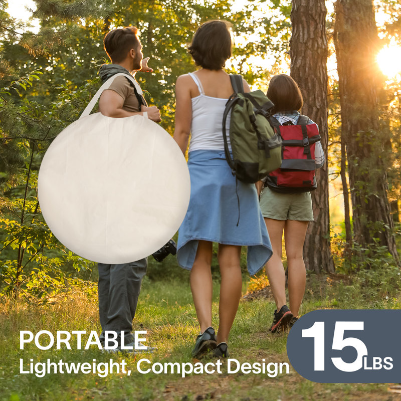 Beige 10' x 10' Pop Up Screen House Tent with Fiberglass Frame