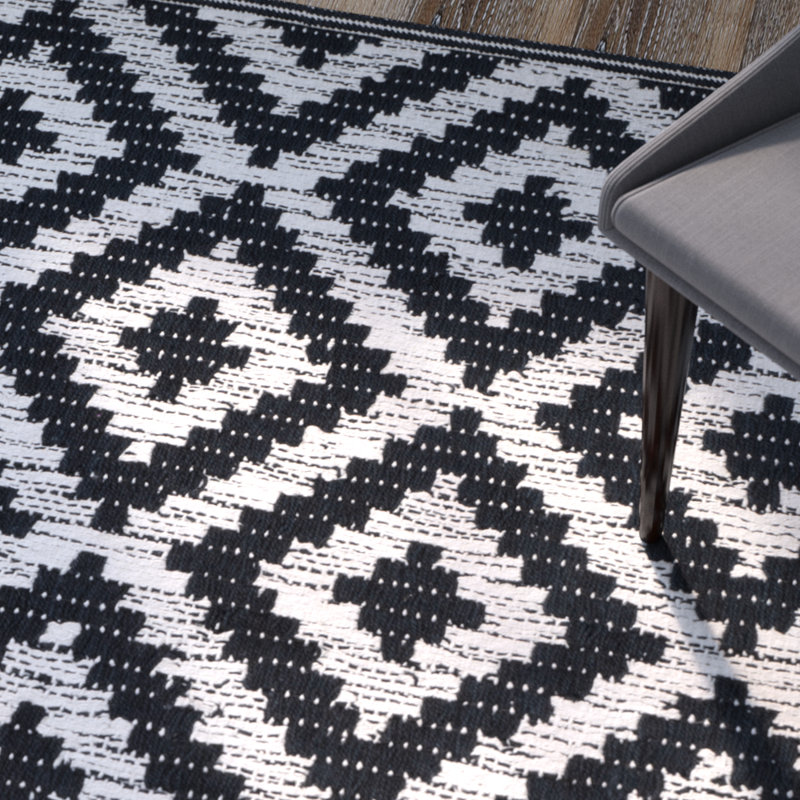 Harlow Hand Woven Cotton Geometric Rug, Rectangle 3' x 5'
