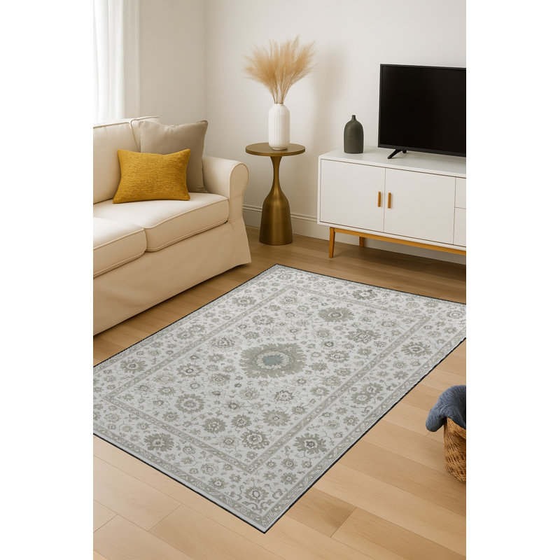 Tapis mauve à motif tissé lavable Mosso, 3'3" x 6'7"
