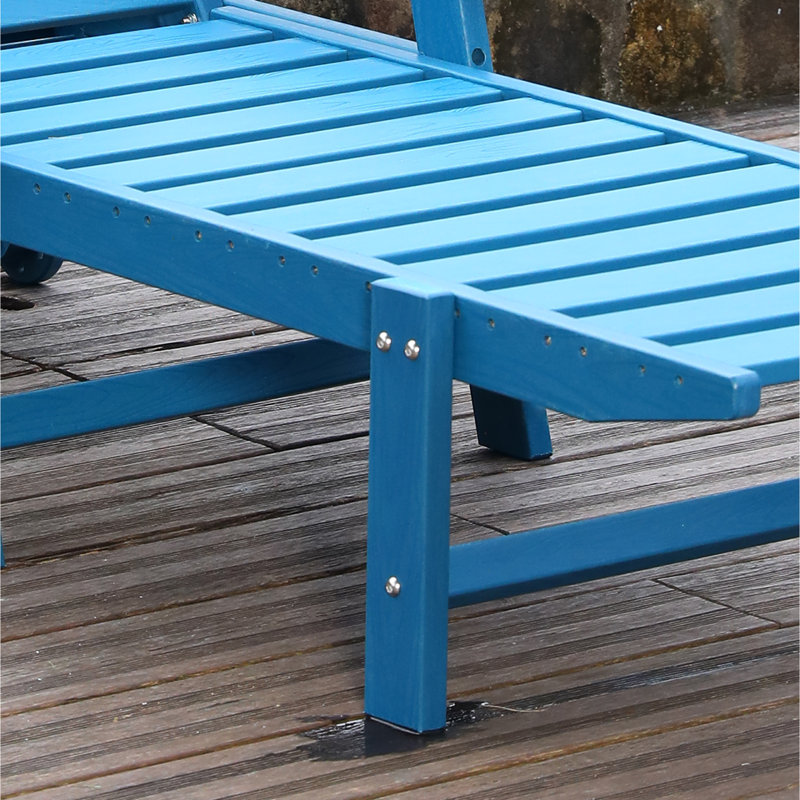 Méridiennes de patio durables en PEHD, fauteuil inclinable réglable bleu marine pour le bord de la piscine