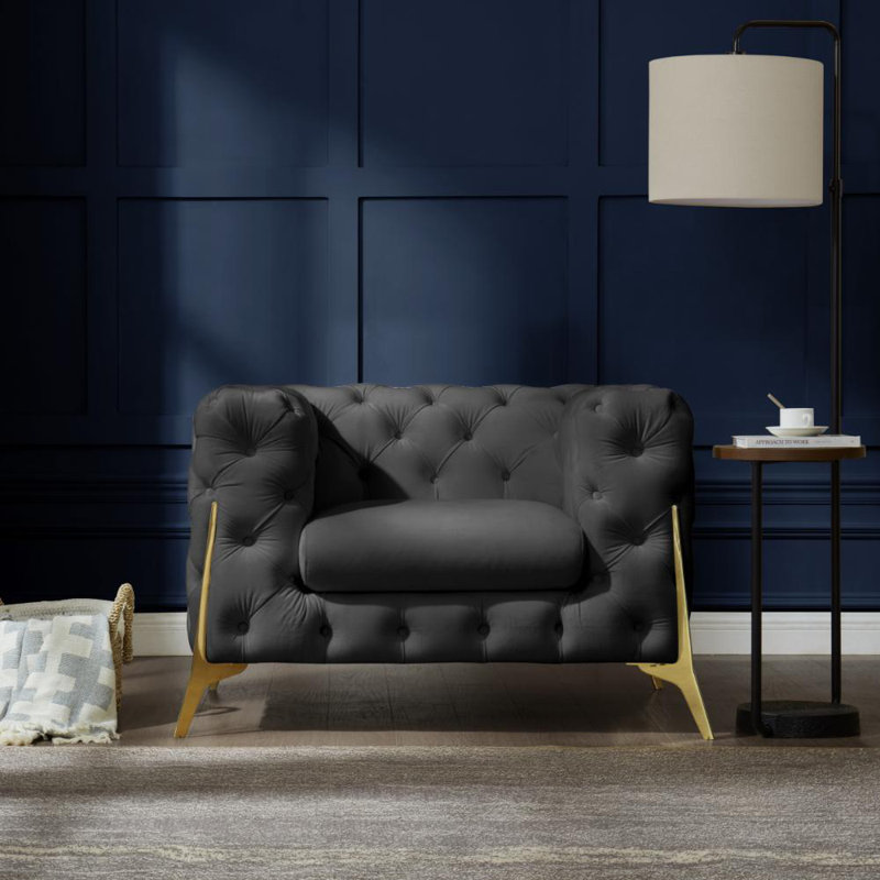 Akeiba Velvet Armchair, Grey
