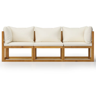 Canapé de jardin modulaire d'extérieur en bois d'acacia massif 3 places