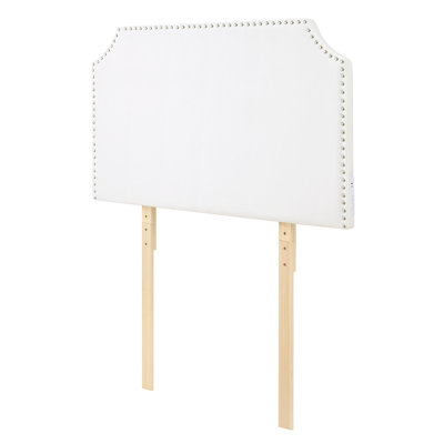 Full/Full XL - Bevel Tacked Plush Outlet Headboard with Legs - White with Rivets
