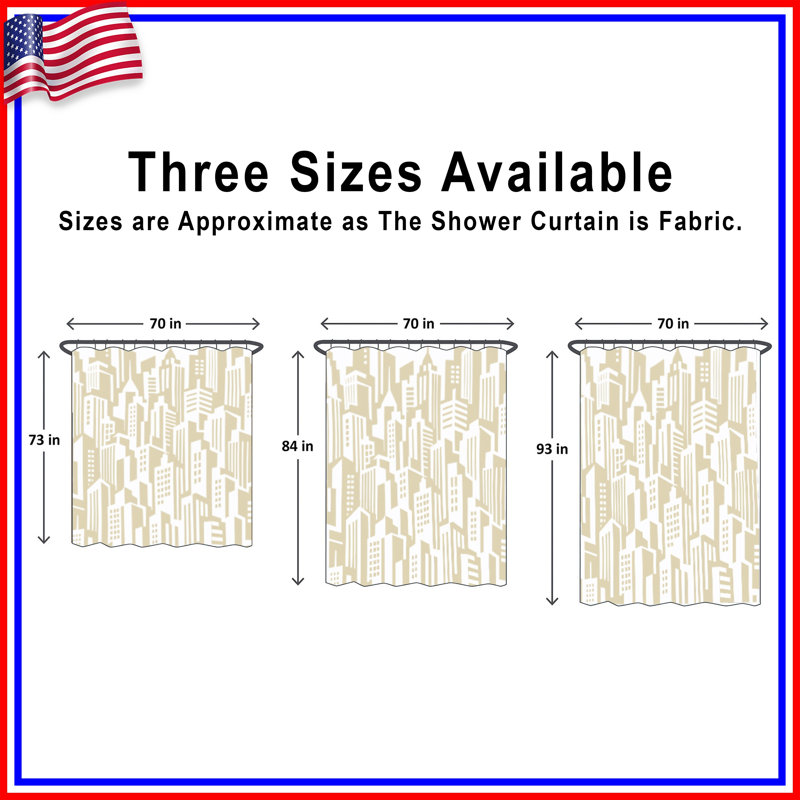 Rideaux de douche Beige City Skyline, 70in W x 84in H