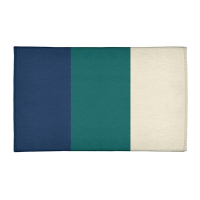 Tapis à rayures bleu marine/vert/crème Seattle