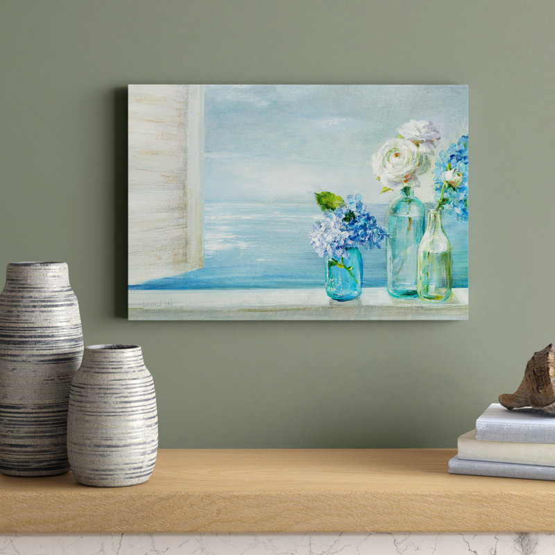 A Beautiful Day At The Beach - 3 Glass Bottles by Danhui Nai - Wrapped Canvas Painting, 66.04 cm H x 45.72 cm W x 3.175 cm D