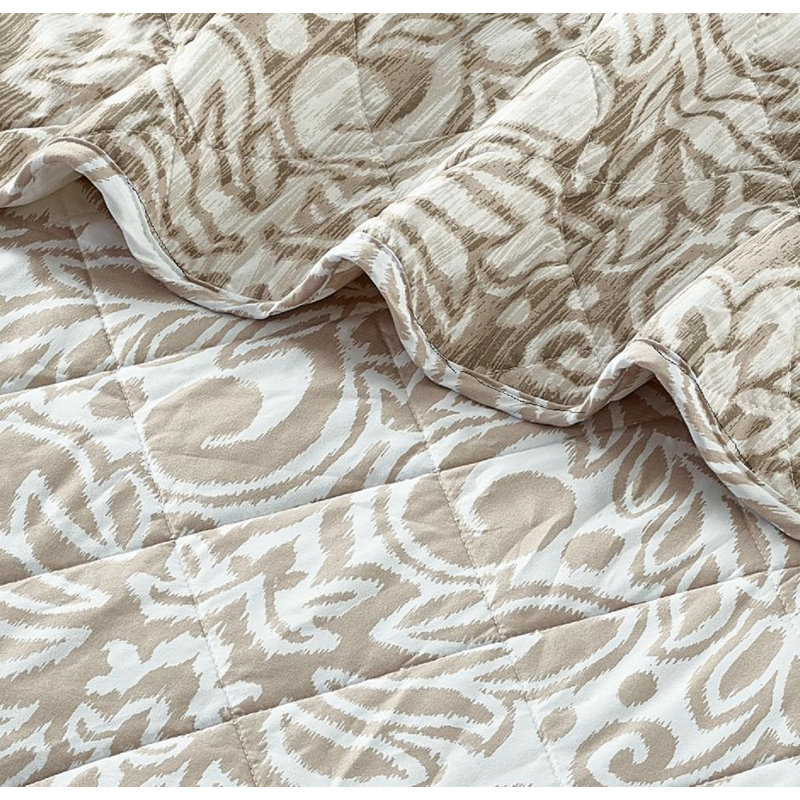 Candon Polyester Bedspread with Pillowcases, Beige, Double