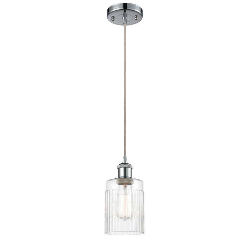 Luminaire suspendu simple à 1 lumière Kamena, Ampoule non incluse, Transparent, Chrome poli