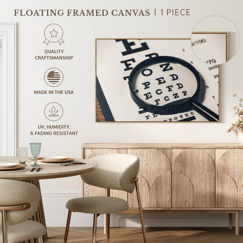 Vision Chart, 37" X 25", Floating Frame Natural Wood