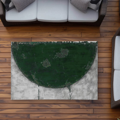 Green Half Circle - Contemporary Outdoor Area Rug for Livingroom