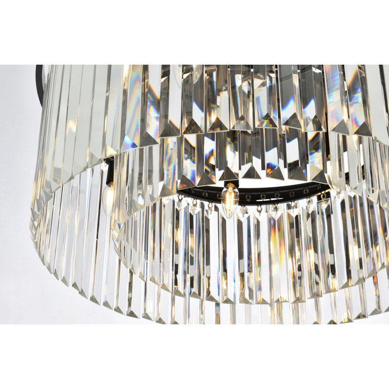 Yazmin Crystal Flush Mount, Clear, Matte Black