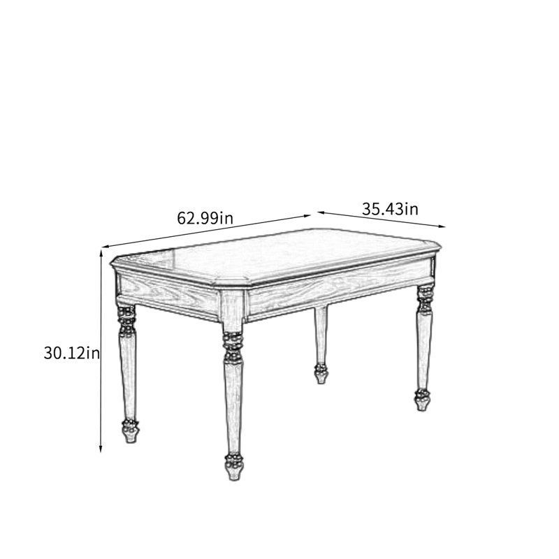 Table de salle à manger American Modern, H 30,12 po x L 62,99 po x l 35,43 po